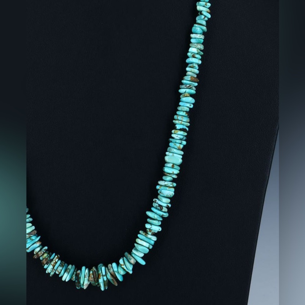 💎 Native American Single Strand Carico Lake Turquoise Necklace 💎 - Picture 3 of 6